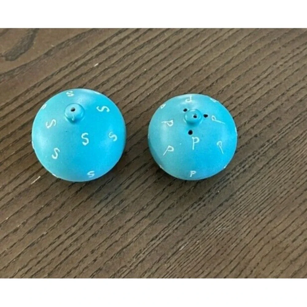 Vintage MCM Enesco Japan HTF Salt Pepper Shakers‎ Blue Edith Nielsen(?)